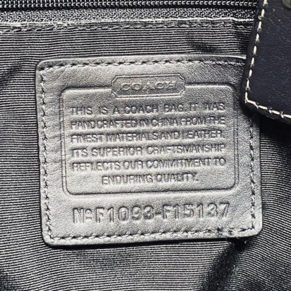 Coach Chelsea Heritage Tote F15137 Signature Stripe Black Brown Leather Handbag - Picture 14 of 16